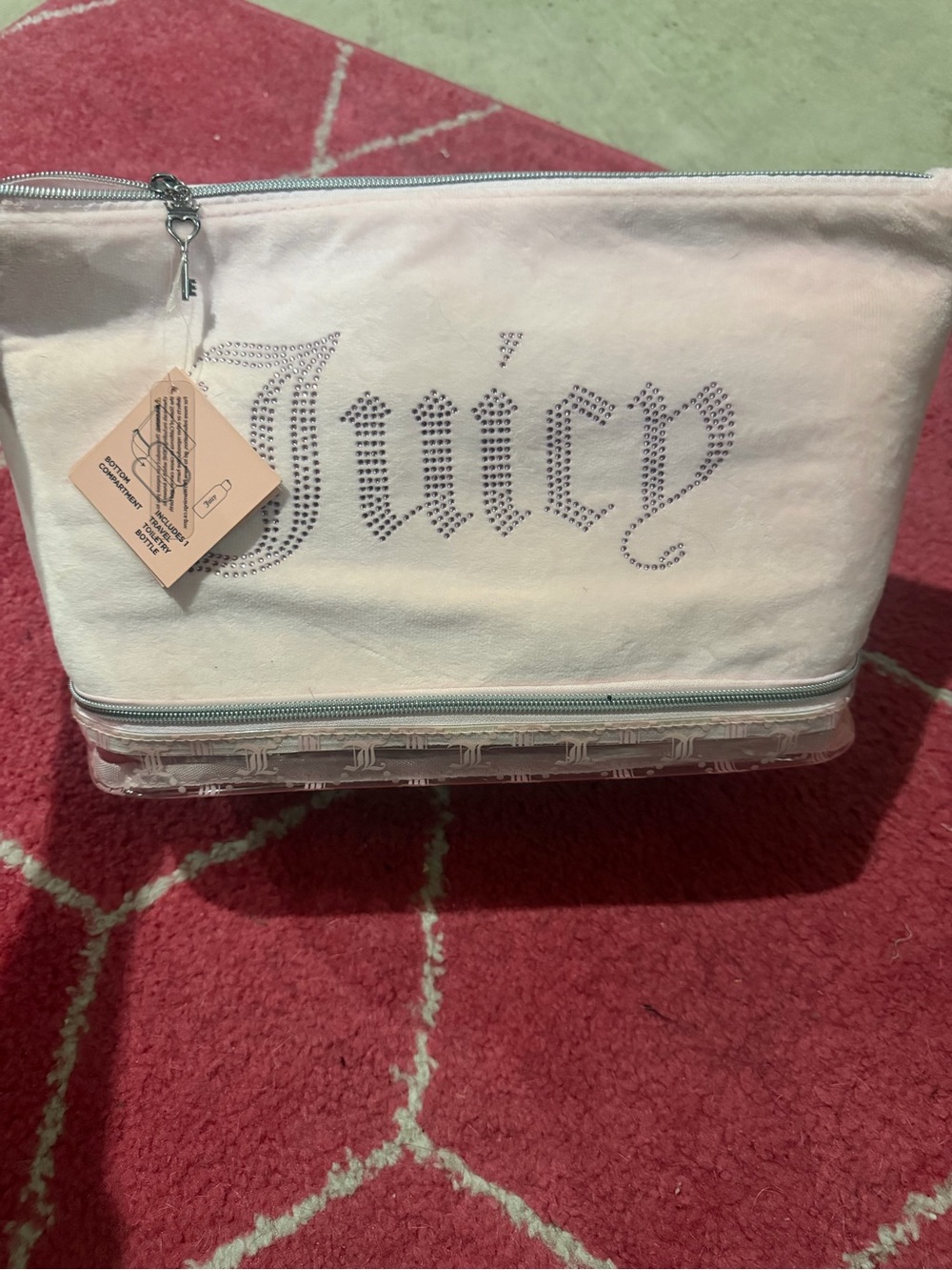 Juicy Couture Pink Rhinestone Logo Cosmetic Pouch
